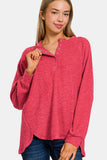 MQTIME  -  Zenana Full Size Brushed Melange Hacci High-Low Sweater