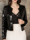 MQTIME  -  Full Size Sequin Open Front Cropped Jacket