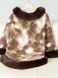 MQTIME  -   Furry Contrast Three-Quarter Poncho