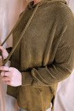 MQTIME  -  Drawstring Texture Long Sleeve Hoodie