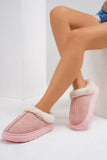 MQTIME  -  Furry Round Toe Platform Slippers