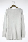 MQTIME  -  Side Slit Boat Neck Long Sleeve Sweater