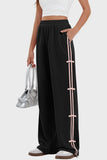 MQTIME  -  Elastic Waist Wide Leg Pants with Pockets