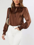 MQTIME  -  Frill Tied Lantern Sleeve Blouse