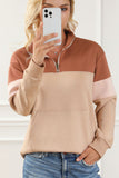 MQTIME  -  Color Block Quarter Zip Long Sleeve Sweatshirt