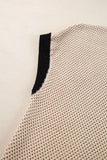 MQTIME  -  Contrast Trim Round Neck Cap Sleeve Knit Top