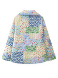 MQTIME  -  Printed Patchwork Open Front Cardigan with Pockets