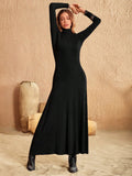 MQTIME  -  Turtleneck Long Sleeve Maxi Dress