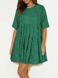 MQTIME  -  Round Neck Half Sleeve Mini Dress
