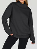 MQTIME  -  Mock Neck Drop Shoulder Long Sleeve Sweatshirt