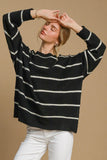 MQTIME  -  Umgee Wool Blend Striped Round Neck Sweater