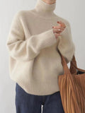 MQTIME  -  Turtleneck Dropped Shoulder Long Sleeve Sweater