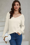 MQTIME  -  V-Neck Drop Shoulder Sweater
