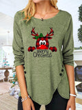 MQTIME  -  Full Size Reindeer Round Neck Long Sleeve T-Shirt