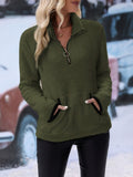 MQTIME  -  Half Zip Long Sleeve Furry Sweatshirt
