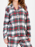 MQTIME  -  Plaid Collared Neck Button Up Top and Pants Lounge Set