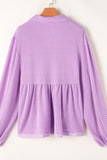 MQTIME  -  Corded Johnny Collar Long Sleeve Babydoll Blouse