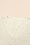 MQTIME  -  V-Neck Drop Shoulder Sweater