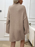 MQTIME  -  Devine Mock Neck Long Sleeve Mini Sweater Dress