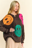 MQTIME  -    Contrast Smile Round Neck Oversize Sweater