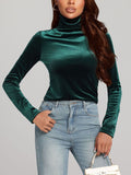 MQTIME  -  Solid Color Turtleneck Long Sleeve Top