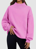 MQTIME  -  Mock Neck Drop Shoulder Long Sleeve Sweatshirt