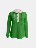 MQTIME  -  Full Size Waffle-Knit Contrast Long Sleeve Hoodie