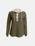 MQTIME  -  Full Size Waffle-Knit Contrast Long Sleeve Hoodie
