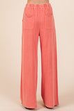 MQTIME  -   Mittoshop Mineral Wash French Terry Drawstring Wide Leg Pants