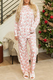 MQTIME  -  Santa Print Long Sleeve Top and Pants Lounge Set