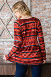 MQTIME  -  Heimish Full Size  Geometric Button Detail Long Sleeve Babydoll Top