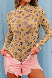 MQTIME  -  Printed Mock Neck Long Sleeve Bodysuit