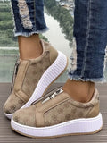 MQTIME  -  Floral Round Toe Sneakers with Zip