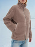 MQTIME  -   Turtleneck Zip Up Long Sleeve Plush Jacket