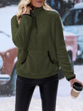 MQTIME  -  Half Zip Long Sleeve Furry Sweatshirt