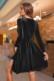 MQTIME  -  Round Neck Long Sleeve Knee Length Dress