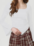 MQTIME  -  Square Neck Flare Sleeve T-Shirt