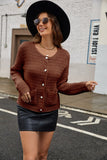 MQTIME  -  Round Neck Button Up Cardigan with Pockets