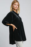 MQTIME  -  Umgee Full Size Polka Dot Button Up Half Sleeve Shirt