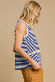 MQTIME  -  Umgee Round Neck Texture Striped Tank
