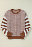 MQTIME  -  Striped Round Neck Dropped Shoulder Sweater