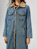 MQTIME  -  Pocketed Button Up Denim Jacket with Fur Lining