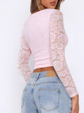 MQTIME  -  Devine V-Neck Long Sleeve Lace Top