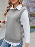 MQTIME  -  Buttoned Round Neck Sweater Vest