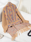 MQTIME  -   Fringe Geometric Open Front Long Sleeve Cape