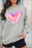MQTIME  -  Valentine’s Day Heart Round Neck Drop Shoulder Sweatshirt
