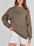 MQTIME  -  Mock Neck Drop Shoulder Long Sleeve Sweatshirt