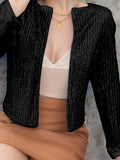 MQTIME  -  Full Size Sequin Open Front Cropped Jacket