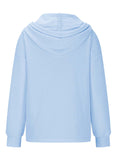 MQTIME  -  Drawstring Quarter Button Long Sleeve Hoodie