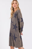 MQTIME  -  SAGE + FIG Washed Star Print Round Neck Dress